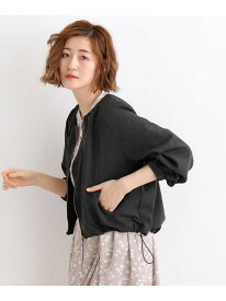 【SALE／9%OFF】丸みのあるフォルムが女性らしい大人のノーカラーギャザーブルゾン grove グローブ ジャケット・アウター ブルゾン・ジャンパー グレー カーキ ベージュ【RBA_E】【送料無料】[Rakuten Fashion]