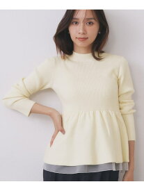 ペプラムチュールレイヤードニット【洗濯機OK】 index インデックス トップス ニット ブラック ホワイト ブルー【送料無料】[Rakuten Fashion]