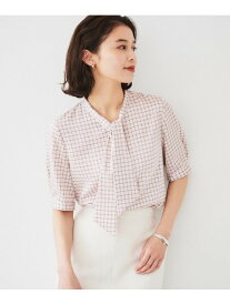 【SALE／40%OFF】【通勤/二の腕カバー】ジオメチェック ボウタイブラウス UNTITLED アンタイトル トップス シャツ・ブラウス ピンク グリーン【RBA_E】【送料無料】[Rakuten Fashion]