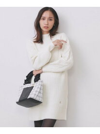 ウール混ケーブルスリーブミニワンピース【洗濯機OK】 index インデックス ワンピース・ドレス その他のワンピース・ドレス ブラウン グレー ホワイト【送料無料】[Rakuten Fashion]