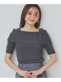 【SALE／50%OFF】アシメリボンオフショルニット【洗濯機洗い可】 index インデックス トップス ニット グレー ピンク【RBA_E】[Rakuten Fashion]