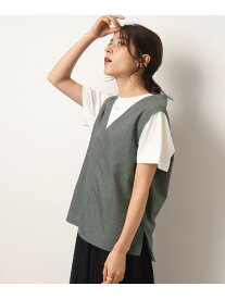 【SALE／30%OFF】【2点セット】大人の旬コーデに◎ Vネックベスト+Tシャツ SHOO・LA・RUE シューラルー トップス アンサンブル グレー ブラック ブラウン【RBA_E】[Rakuten Fashion]