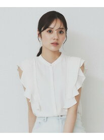【SALE／20%OFF】プリーツフリルバンドカラーブラウス【洗濯機洗い可/イージーアイロン】 index インデックス トップス シャツ・ブラウス ネイビー ピンク ホワイト【RBA_E】【送料無料】[Rakuten Fashion]