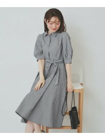 【SALE／40%OFF】ストライプシャツワンピース【洗濯機洗い可/イージーアイロン】 index インデックス ワンピース・ドレス その他のワンピース・ドレス ベージュ ブラック ブルー【RBA_E】【送料無料】[Rakuten Fashion]