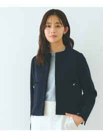 【SALE／35%OFF】【雑誌掲載】ツイードコンパクトジャケット grove グローブ ジャケット・アウター ノーカラージャケット ネイビー グレー【RBA_E】【送料無料】[Rakuten Fashion]