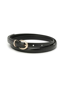 メタルバックル細ベルト grove グローブ ファッション雑貨 ベルト ブラック ベージュ[Rakuten Fashion]