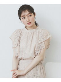 【SALE／30%OFF】ジオメレースフレアスリーブブラウス/セットアップ対応【洗濯機洗い可】 index インデックス トップス シャツ・ブラウス ピンク ネイビー【RBA_E】[Rakuten Fashion]