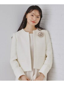 【SALE／40%OFF】《通勤・セレモニー対応》コットンツイードジャケット OPAQUE.CLIP オペークドットクリップ ジャケット・アウター ノーカラージャケット ブラック ホワイト ネイビー【RBA_E】【送料無料】[Rakuten Fashion]