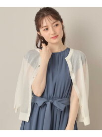 【前後2WAY・二の腕カバー】ダブルパール調釦5分袖シアーカーディガントップス Couture Brooch クチュールブローチ トップス カーディガン グリーン パープル ホワイト ブラック【送料無料】[Rakuten Fashion]