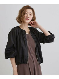 【SALE／41%OFF】【洗える】シアーナイロンギャザーブルゾン grove グローブ ジャケット・アウター ブルゾン・ジャンパー グレー ブラック【RBA_E】[Rakuten Fashion]