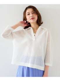 【SALE／70%OFF】【七分袖/春夏素材】メッシュ衿付きニット UNTITLED アンタイトル トップス ニット パープル ホワイト ブラック【RBA_E】【送料無料】[Rakuten Fashion]