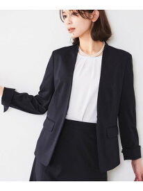 【SALE／50%OFF】【通勤スーツ】コットン混ジャージ カラーレスジャケット UNTITLED アンタイトル ジャケット・アウター ノーカラージャケット ブラック ネイビー グレー ベージュ【RBA_E】【送料無料】[Rakuten Fashion]