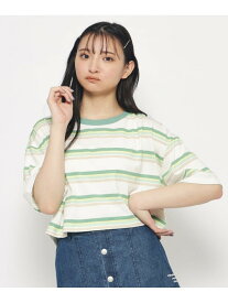 マルチカラーボーダーTシャツ PINK-latte ピンク ラテ トップス カットソー・Tシャツ ホワイト グリーン ブルー[Rakuten Fashion]