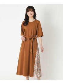 【ジャージ素材/同柄アイテムあり】サイドプリーツワンピース LAURA ASHLEY ローラ アシュレイ ワンピース・ドレス その他のワンピース・ドレス ネイビー ブラウン【送料無料】[Rakuten Fashion]