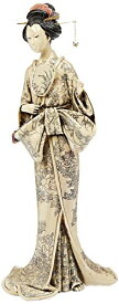 Design Toscano Japanese Okimono Geisha Holding Mirror in Faux Ivory