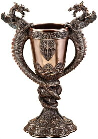 Design Toscano Shadowcrested Tomb Guardians Dragon Chalice in Faux Metallic Tone