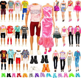 Barbie ミウナナロット21 PCSランダムな人形服の靴11.5インチの人形にセット、6個のケンボーイ服 + 3個の女の子の服 + 3個の女の子のファッションスカート + 4