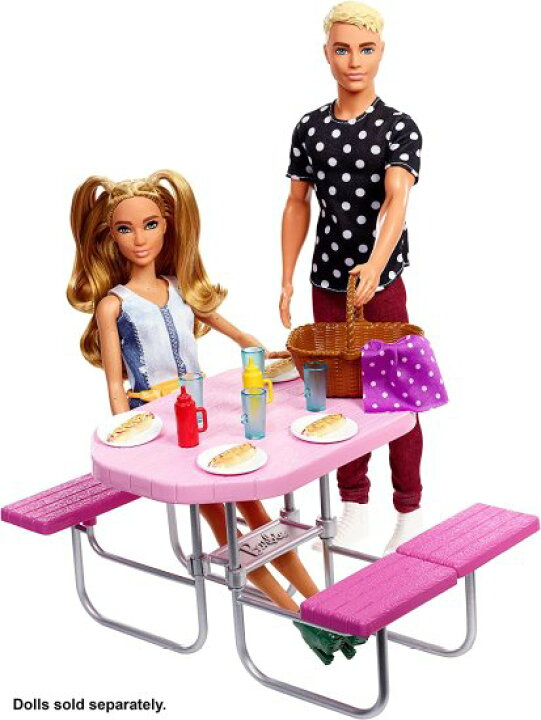 楽天市場】Barbie バービーの屋外家具、調整可能な座席付きのピンクの 
