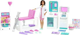 Barbie バービーファーストキャストクリニックプレイセット、ブルネットドクタードール（12インチ）、30+プレイピース、4つのプレイエリア、キャストと包帯、