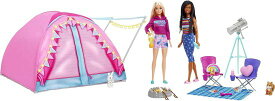 Barbie バービーそれは、テントを備えた2つのキャンププレイセット、動物、望遠鏡とアクセサリー、3歳のおもちゃなどを含む2つの人形と20個のピース??を備えて