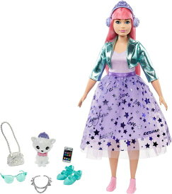 Barbie ピンクの髪、ペットの子猫、ティアラ、2組の靴とアクセサリー、3-7歳のプリンセスファッションのデイジードール（12インチの曲線）のデイジードール（1