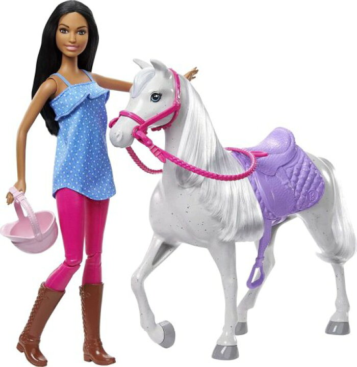 楽天市場】Barbie バービー人形と馬のプレイセット人形（ブルネットで 