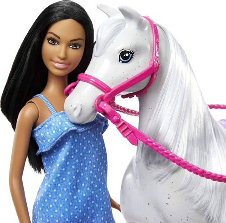 楽天市場】Barbie バービー人形と馬のプレイセット人形（ブルネットで 