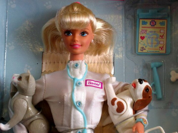 楽天市場】Barbie 1996バービーペットドクター犬と猫と一緒に 