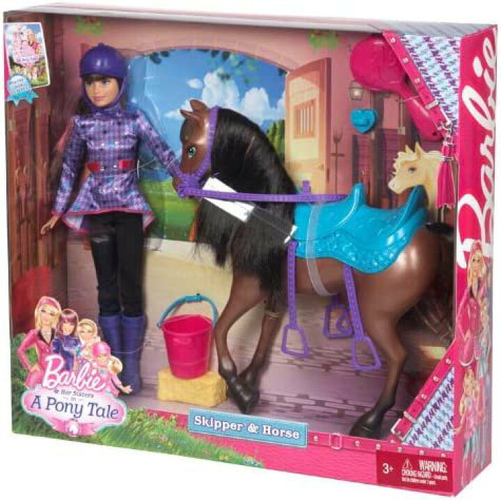 楽天市場】Barbie ポニー物語のスキッパーと馬の人形プレイセットの 