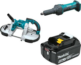 Makita マキタ XBP02Z 18V LXT Lithium-Ion Cordless Portable Band Saw and XDG01Z 18V LXT Lithium-Ion Cordless 1/4" Die Grinder with BL1850B 18V LX