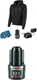 BOSCH ボッシュ GHH12V-20XLN12 12V Max Heated Hoodie Kit with Portable Power Adapter - Size Xlarge, Black & BOSCH ボッシュ BAT414 12-Volt Max Lit