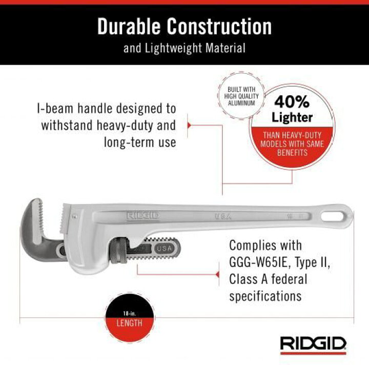 楽天市場】RIDGID 31100 モデル818 アルミニウムストレートパイプ 