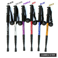 【程よい重量感で安心】 トレッキングポール 2本セット ストック 調節可能 格納式 登山杖 アンチショック…