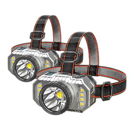 【送料無料】 2台セット 爆光 ヘッド LED ライト 5000m 4つの点灯モード 強力照射 DIY サイズ調節 USB 残量ランプ 高輝度 作業灯 車 3HEADLTS