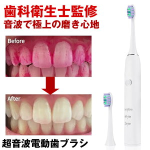 【替えブラシ2本付】 電動歯ブラシ 歯ブラシ 音波歯ブラシ 電動 替えブラシ 歯 音波 本体 電動ブラシ 音波振動歯ブラシ ソニックウォッシュ マイコンフォート 歯垢除去 歯周病 対策 虫歯 予