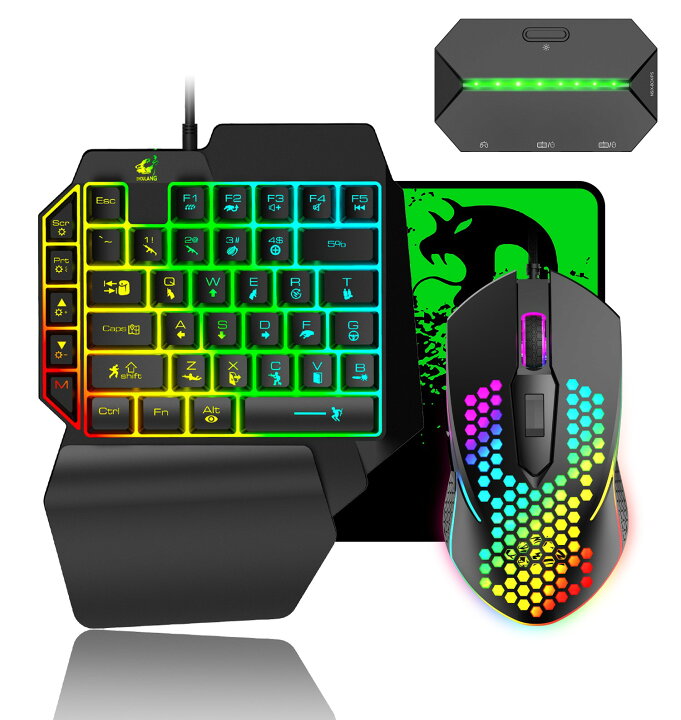 楽天市場 送料無料 片手ゲーミングキーボードマウスセット Usb有線 レインボーバックライト Rgb発光 リストレスト付き アダプター コンバーター付き パソコン用 ハニカム構造マウス Switch Ps4 Ps3 Xbox One 対応 Fps Tps Rpg Rtsに最適 マウスパッド付き Life