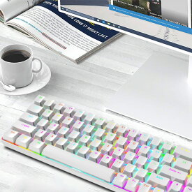 【送料無料】ゲーミングキーボード メカニカルキーボード テンキーレス 61キー 青軸 RGBバックライト付き 60％小型 コンパクトキーボード USB有線 英語配列 Windows/Mac/IOS/Androidに対応ゲーム用キーボード 日本語取り扱い書