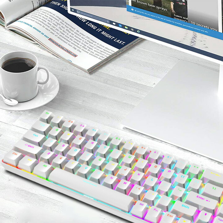 楽天市場 送料無料 ゲーミングキーボード 赤軸 白 テンキーレス メカニカル コンパクト 68キー防衝突 ゲーム用キーボード 18種類のrgbバックライト Type C 有線 防水 打ちやすい 英語配列 ホワイト 赤軸 Life World Store