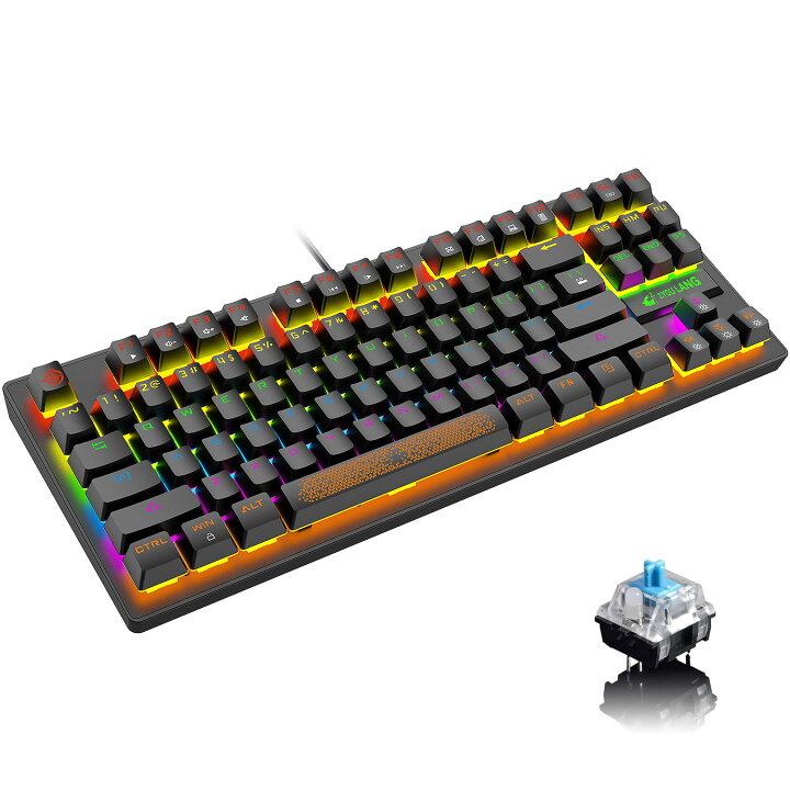 楽天市場 送料無料 ゲーミングキーボード 青軸 87キー メカニカル 有線 防衝突 8rgb発光ledバックライト付き ハニカムデザイン 軽量 Mini コンパクト 英語配列 高速反応 防水 ゲーム用 日本語取り扱い書 Windows Mac Os Ps4対応 多機能 タイプライター風 耐久性 人間