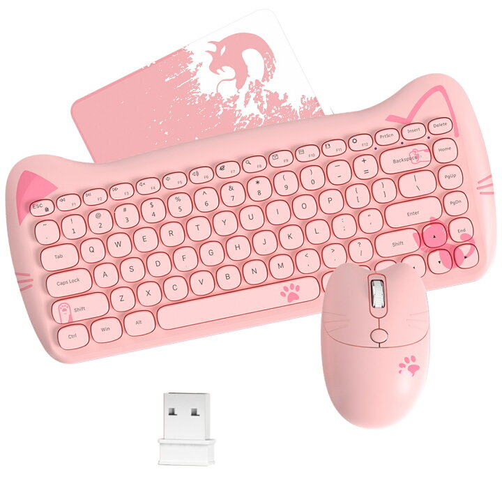 楽天市場 送料無料 パソコン用キーボード マウスセット テンキーレス 2 4ghz無線 ワイヤレス 薄型 小型 かわいい 静音 軽量 猫デザイン 光学式マウス 電池式 コンパクト Pc デスクトップ パソコンノート パソコン Mac Ios Windowsに対応でき 在宅勤務 おしゃれ Life