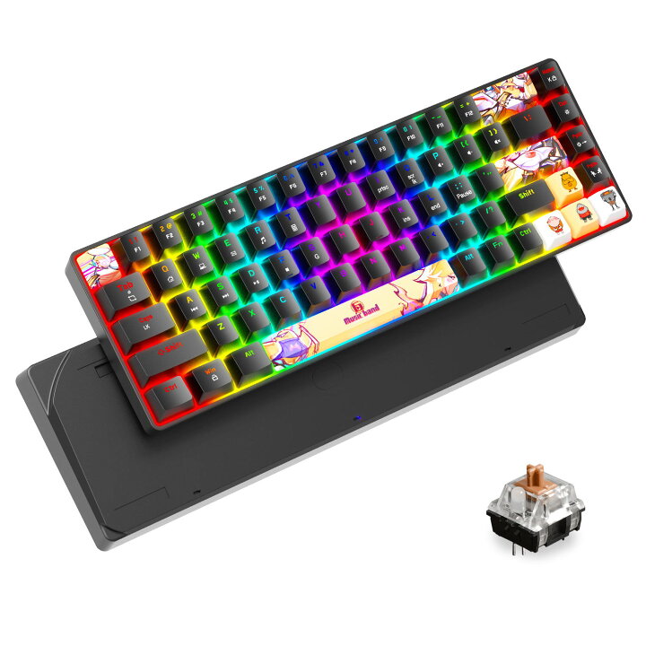 楽天市場 送料無料 ゲーミングキーボード メカニカルキーボード テンキーレス 60 コンパクト 68キー防衝突 茶 青軸 五面熱昇華 個性的なdiy 18種類のrgbバックライト ゲーム用キーボード 有線 防水 打ちやすい 英語配列 Pc Macに対応 日本語取り扱い書 Life World