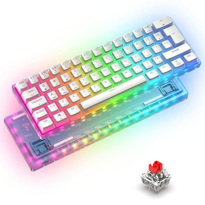 楽天市場 送料無料 Magic Refiner Mk21 1 Mk25 1 ゲーミングキーボード メカニカルキーボード 62キー 赤軸 ホットスワップ可能な60 コンパクトメカニカル式キーボード Rgb 発光ledバックライト付き プディングキーキャップ付き リニア赤軸 レッドスイッチ Ps4