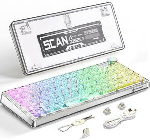 【送料無料】K75メカニカルキーボードガラス軸ホットスワップメBluetooth /2.4G/USB-C接続3モード GSKET構造スペースバー バックライト付きキーキャップ 透明チェリーRGB MX全キーコンフリクトフリ