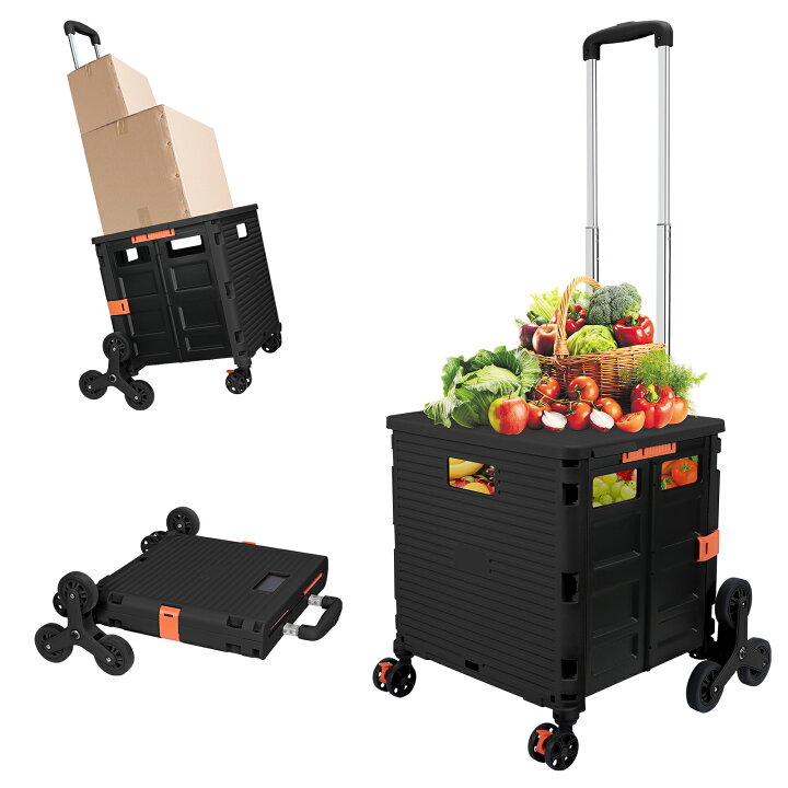 Kallwong 大型折りたたみ式ショッピングカート 食料品やハンドトラック用 2イン1 階段登り 軽量 ユーティリティカート 防水