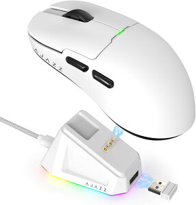 【送料無料】AJAZZ159P ゲーミングマウス 2.4GHz無線接続 マグネット充電スタンド PAW3395センサー RGB 56g軽量 USB3.0コネクタ 1KHzポーリングレート デュアルモードワイヤレスマウス 小型ポータブル