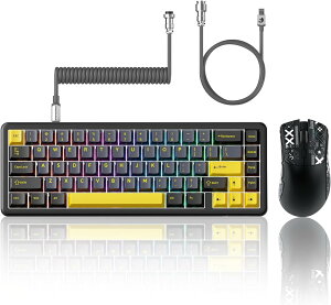 yzATTACK SHARK X65HE+R1 Q[~OL[{[h}EXZbg 65% CsbhgK[ RGB 8K|[O[g / y59g }EX PAW3311 18000DPI 2.4G/Bluetooth / 0.125msCeV[ / J