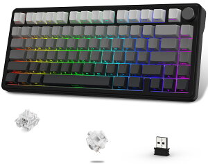 �y���������zATTACK SHARK X85 ���J�j�J���Q�[�~���O�L�[�{�[�h ���Ő��X�C�b�` PBT�`�F���[�L�[�L���b�v RGB 2.4G / Bluetooth/USB-C �z�b�g�X���b�v 5�w�T�C�����T�[�p�b�h�����^���m�u�t�� 75% 81�L�[ 