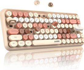 【送料無料】ワイヤレスキーボード　ブルートゥースキーボード タイプライターキーボード オフィスキーボード コンパクトキーボード 軽量 Bluetoothキーボード タイプライター　おしゃれ　新発売　おすすめ (ミルクティー)