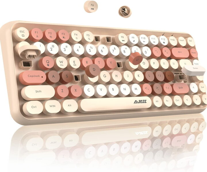 楽天市場 送料無料 ワイヤレスキーボード ブルートゥースキーボード タイプライターキーボード オフィスキーボード コンパクトキーボード 軽量 Bluetoothキーボード タイプライター おしゃれ 新発売 おすすめ ミルクティー Life World Store
