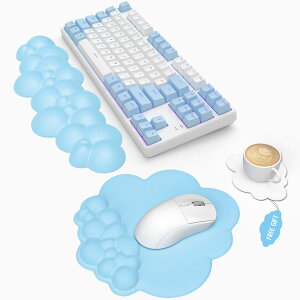 【送料無料/2023新登場】キーボード用リストレスト 一体型マウスパッド 3点セット ハンドレスト 低反発 手首クッション 曇 かわいい 人間工学 アームレスト 疲労軽減 オフィス/パソコン/ノー